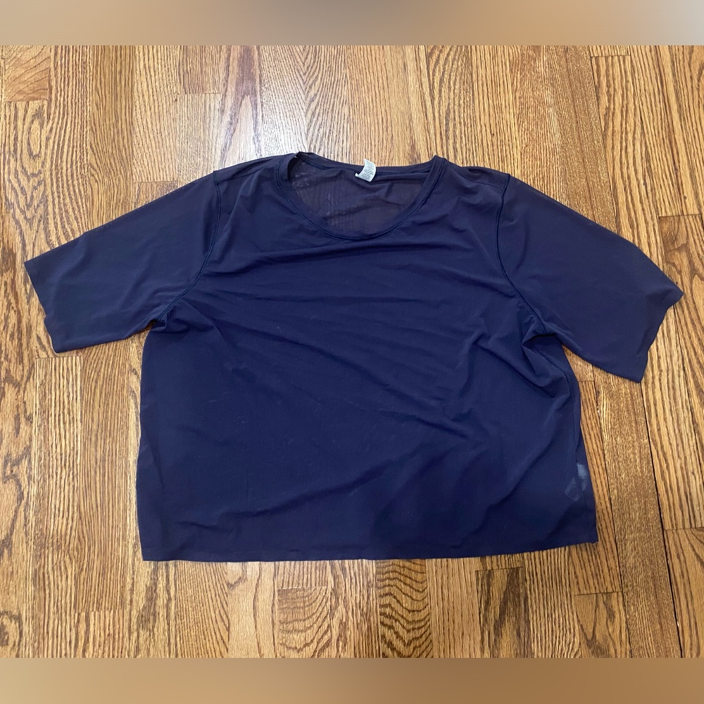 Athleta Mesh Crop Top: Navy/L